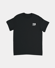 The Creamfields 2026 Line-Up 20 Years Black T Shirt is a black, short-sleeve heavyweight cotton tee featuring a small white “20” logo and text on the upper left chest. This classic-fit shirt is shown laid flat on a plain white background, making it perfect for casual wear.