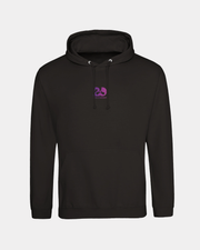 Introducing the Creamfields 2026 Line-Up 20 Years Roundel Black Hoodie—a made-to-order unisex sweatshirt crafted from ultra-soft fabric for ultimate comfort. This everyday essential features a front pocket and a small, centered purple “20” roundel logo in a stylized font across the chest.