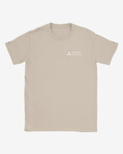 The Creamfields 2025 T-Shirt Topographic Map Design by Creamfields is made from 100% ring-spun cotton in beige, featuring a small white graphic and the coordinates “L: 59°20’48” W: 37°18’” on the upper left chest.