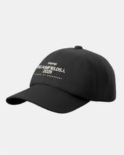 The Click & Collect Creamfields 2026 Event Cap by Creamfields 2026 Click & Collect is a black baseball cap featuring white text on the front that reads “Pepsi Creamfields 2026, 7 Years at Daresbury,” displayed against a plain light background.